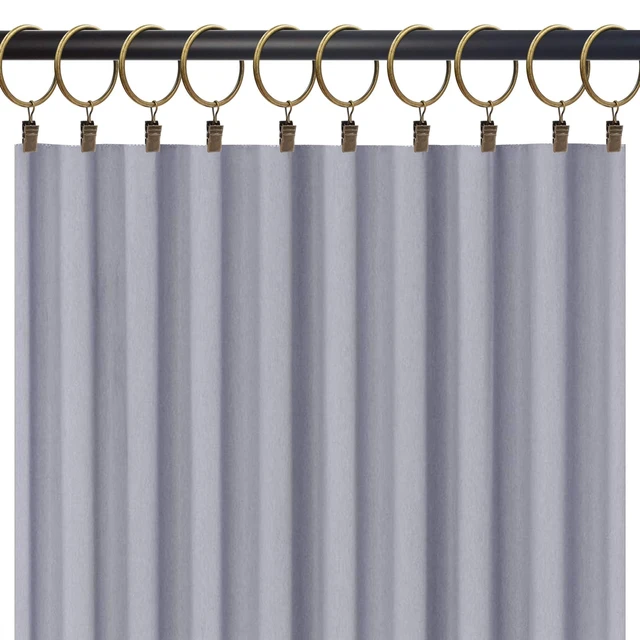 Alt view image 2 of 6 - WeeksEight 20-Pack Bronze Curtain Rings with Clips, 1.77in ID, Fits up to 1.5in Diameter Curtain Rod