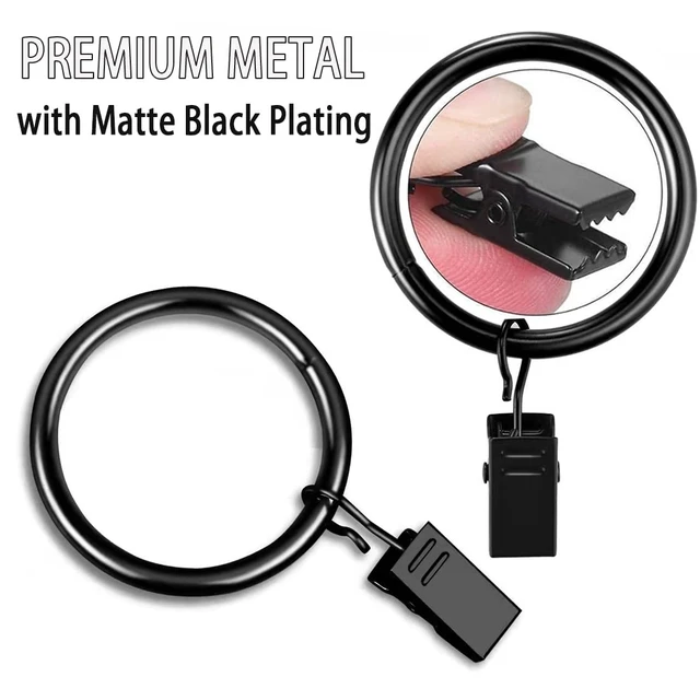 Alt view image 3 of 7 - 5 Inch Black Metal Curtain Rings with Clips, 20 Pcs, Rustproof Vintage Decorative Curtain Hooks