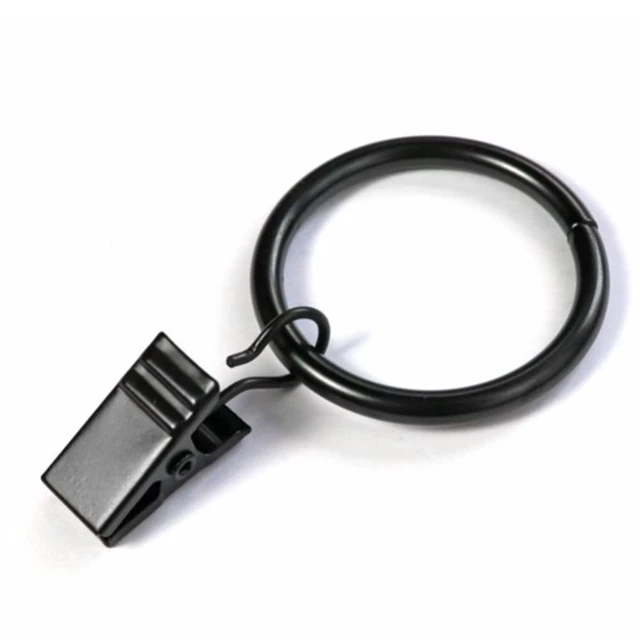 Alt view image 5 of 7 - 5 Inch Black Metal Curtain Rings with Clips, 20 Pcs, Rustproof Vintage Decorative Curtain Hooks