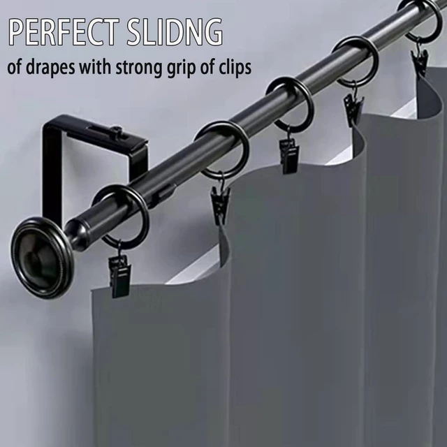 Alt view image 4 of 7 - 5 Inch Black Metal Curtain Rings with Clips, 20 Pcs, Rustproof Vintage Decorative Curtain Hooks