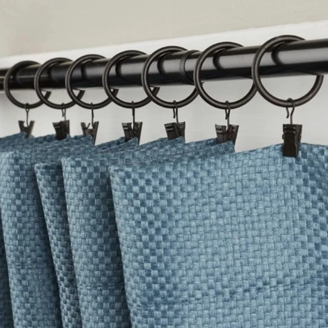 Alt view image 7 of 7 - 5 Inch Black Metal Curtain Rings with Clips, 20 Pcs, Rustproof Vintage Decorative Curtain Hooks