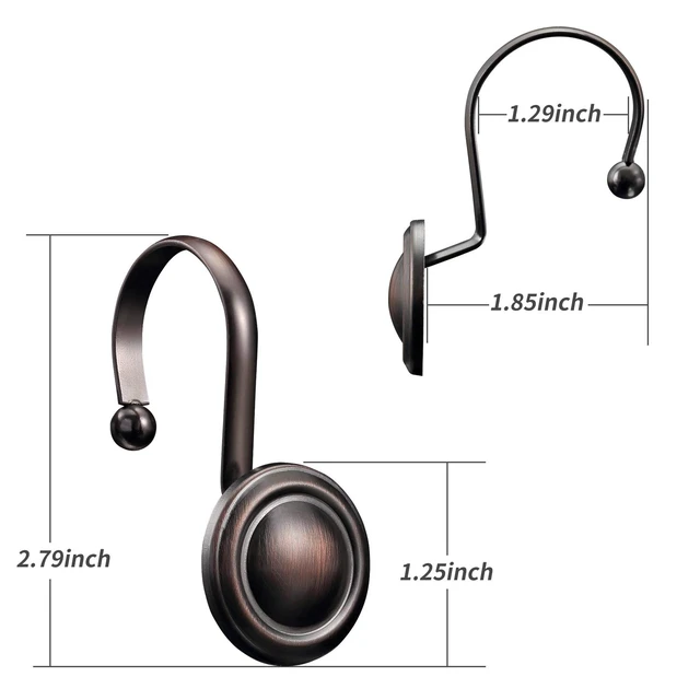 Alt view image 4 of 7 - CHICTIE Oil Rubbed Bronze Shower Curtain Hooks Rings, Rustproof Vintage Set of 12 for Bathroom
