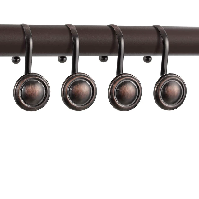 Alt view image 2 of 7 - CHICTIE Oil Rubbed Bronze Shower Curtain Hooks Rings, Rustproof Vintage Set of 12 for Bathroom