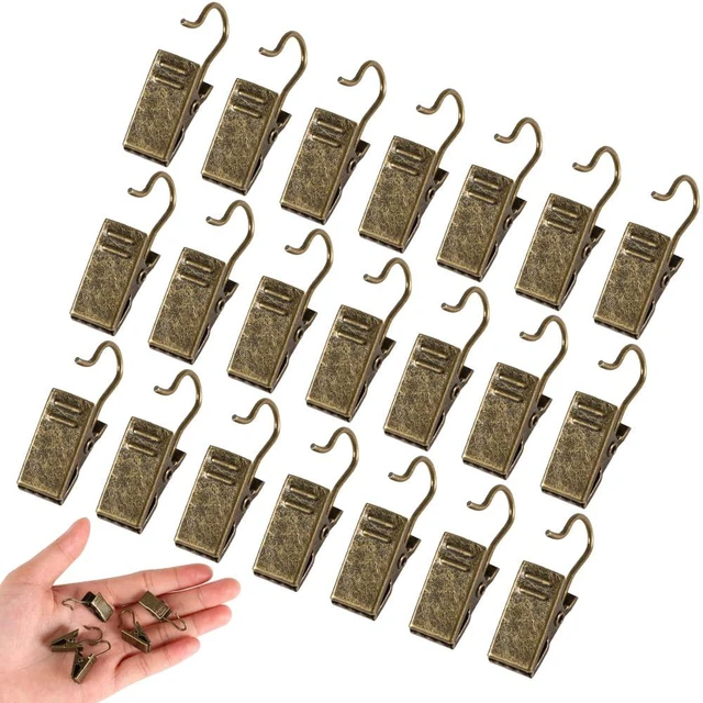 Main image of JANYUN 30 Pack Mini Bronze Heavy-Duty Curtain Clip Hooks Set for Photos Home Decoration Art Craft Display