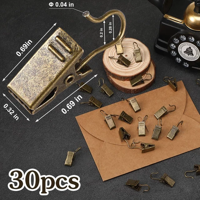 Alt view image 5 of 6 - JANYUN 30 Pack Mini Bronze Heavy-Duty Curtain Clip Hooks Set for Photos Home Decoration Art Craft Display
