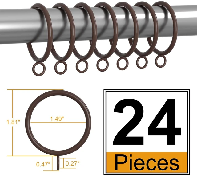 Alt view image 6 of 7 - 24 Pack 1.5 Inch Cocoa Tone Metal Sliding Eyelet Curtain Rings, Fits Up to 1 1/4-Inch Rod (Clips Not Included)