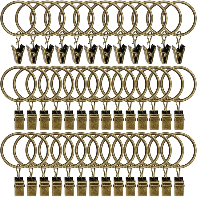 Main image of LLPJS Curtain Rings with Clips, 1.26inch ID, 40Pack, Bronze