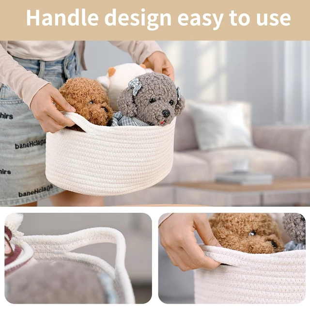 Alt view image 3 of 6 - Happyiren Medium Woven Cotton Rope Basket, Empty DIY Gift for Burr