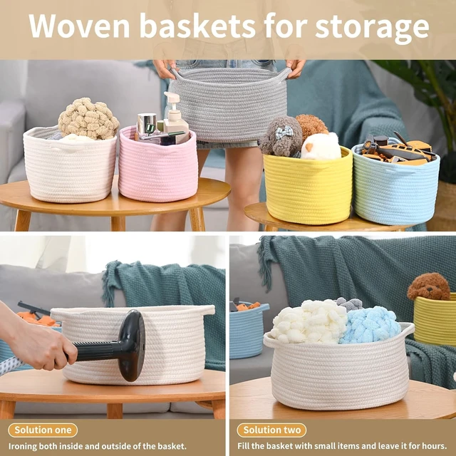 Alt view image 5 of 6 - Happyiren Medium Woven Cotton Rope Basket, Empty DIY Gift for Burr