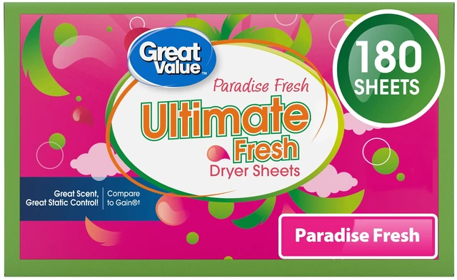 Main image of Great Value Ultimate Fresh Dryer Sheets, Paradise Fresh, 180 Count, Compare to Gain