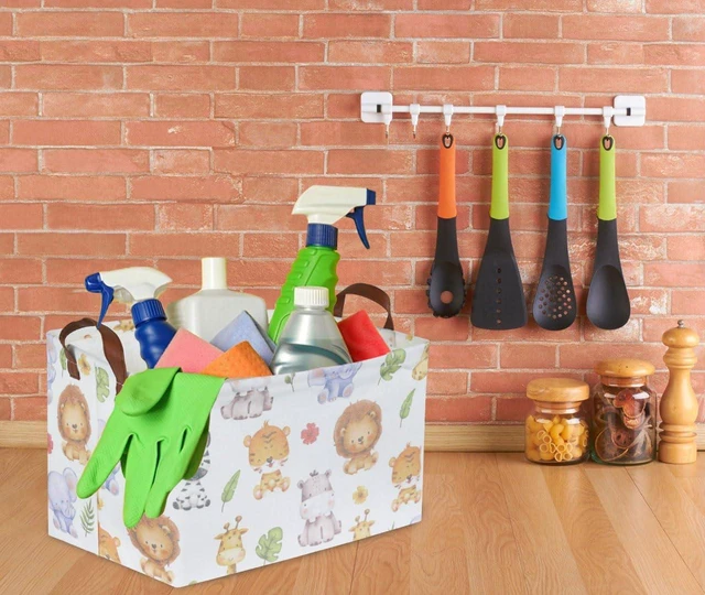 Alt view image 6 of 6 - Rectangular Kids Storage Bins, Baby Baskets Organizer, Waterproof PE Coating Cute Basket with Handles, Woodland Nursery Decor, Toys Box, Books Basket, Cute Animal