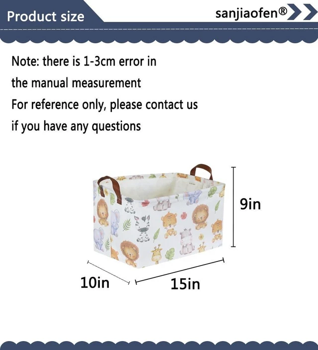 Alt view image 2 of 6 - Rectangular Kids Storage Bins, Baby Baskets Organizer, Waterproof PE Coating Cute Basket with Handles, Woodland Nursery Decor, Toys Box, Books Basket, Cute Animal