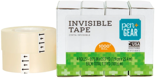 Alt view image 2 of 6 - Pen + Gear Invisible Tape, Clear, 3/4" x 1000", 4 Rolls