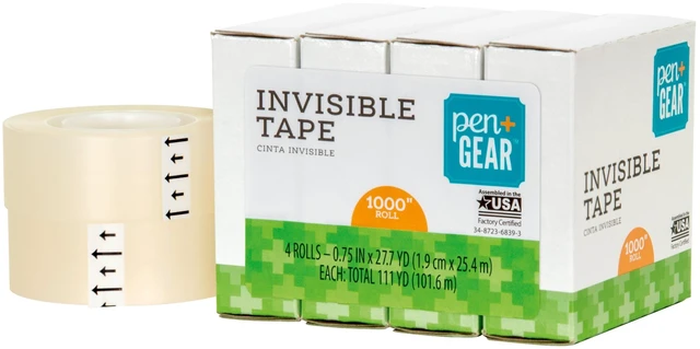 Alt view image 3 of 6 - Pen + Gear Invisible Tape, Clear, 3/4" x 1000", 4 Rolls