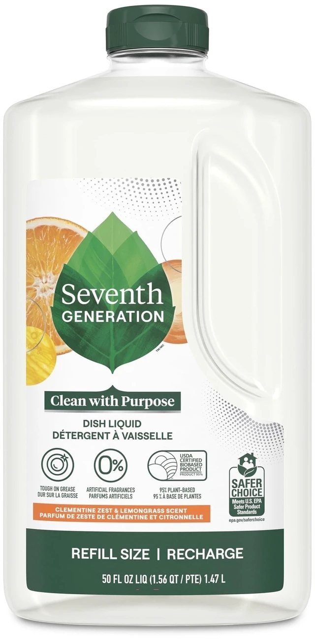 Main image of Seventh Generation Dish Soap Refill, Liquid, Clementine Zest & Lemongrass, 50Fl Oz