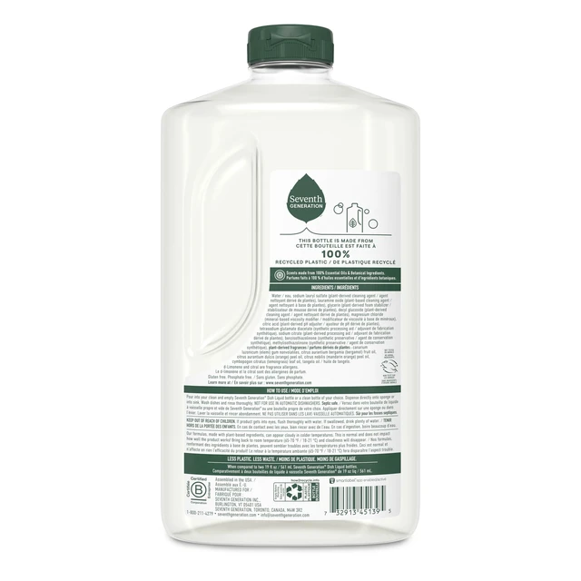 Alt view image 3 of 5 - Seventh Generation Dish Soap Refill, Liquid, Clementine Zest & Lemongrass, 50Fl Oz