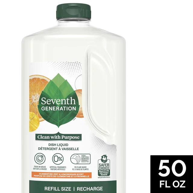 Alt view image 2 of 5 - Seventh Generation Dish Soap Refill, Liquid, Clementine Zest & Lemongrass, 50Fl Oz