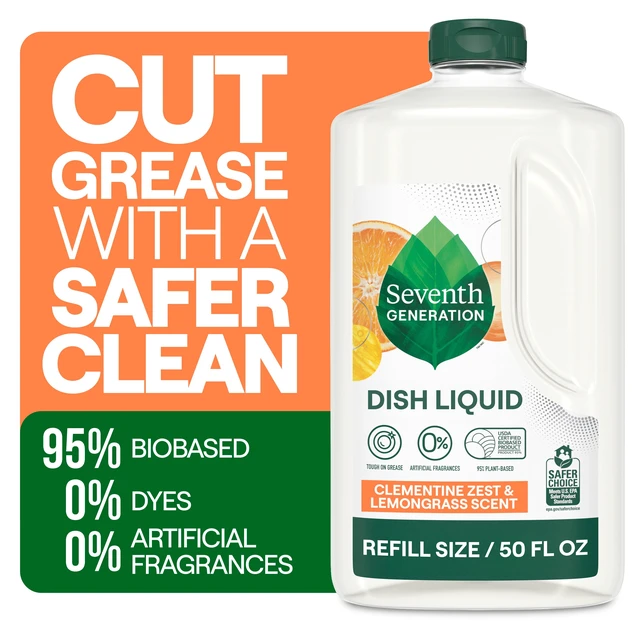 Alt view image 5 of 5 - Seventh Generation Dish Soap Refill, Liquid, Clementine Zest & Lemongrass, 50Fl Oz