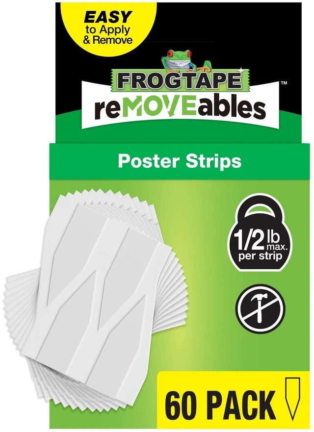 Main image of FrogTape ReMOVEables Poster Strips, 60 Mounting Strips, 0.5lbs Max per Strip