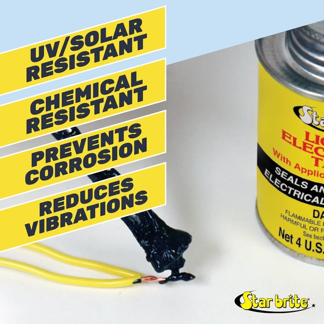 Alt view image 2 of 6 - Star Brite Liquid Electrical Tape Black Vinyl Coating 4oz Can with Applicator Brush
