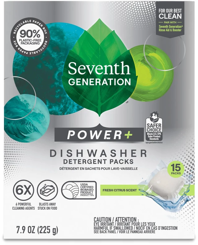 Main image of Seventh Generation Fresh Citrus Powder Dishwasher Detergent, 7.9 oz, 15 Count