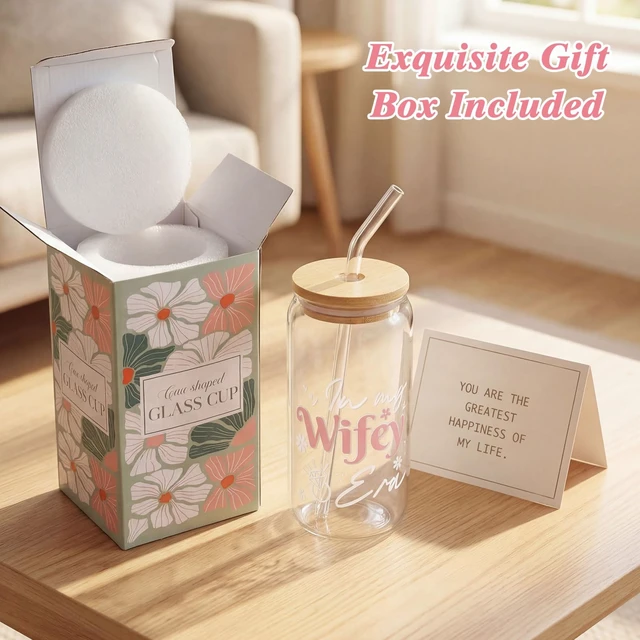 Alt view image 4 of 6 - In My Wifey Era Glass Cup Tumbler, Bridal Shower Gifts for Bride to Be