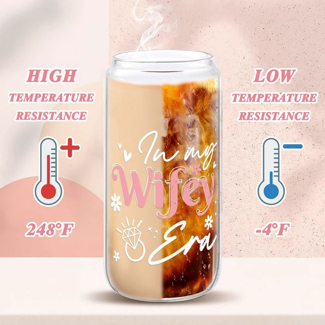 Alt view image 2 of 6 - In My Wifey Era Glass Cup Tumbler, Bridal Shower Gifts for Bride to Be