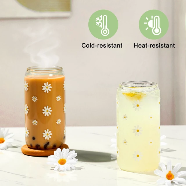 Alt view image 3 of 7 - Matcha Glass Daisy Coffee Cup Birthday Gift for Women