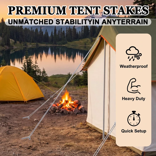 Alt view image 5 of 7 - KLASIT Heavy Duty Tent Stakes 20-Pack 7.1In