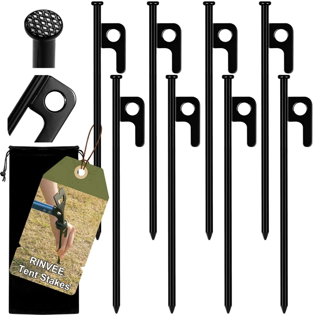 Main image of 8 Pack Heavy Duty Forged Steel Tent Stakes for Camping Ground Outdoor Decorations Canopy