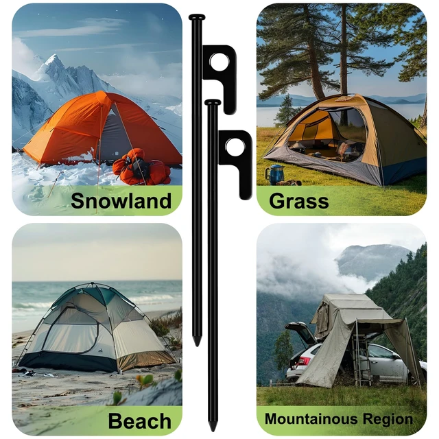 Alt view image 3 of 6 - 8 Pack Heavy Duty Forged Steel Tent Stakes for Camping Ground Outdoor Decorations Canopy