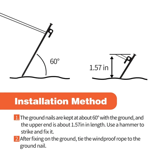 Alt view image 3 of 6 - 8in Heavy Duty Forged Steel Tent Stakes, 8/16/32 Pack, with Storage Bag