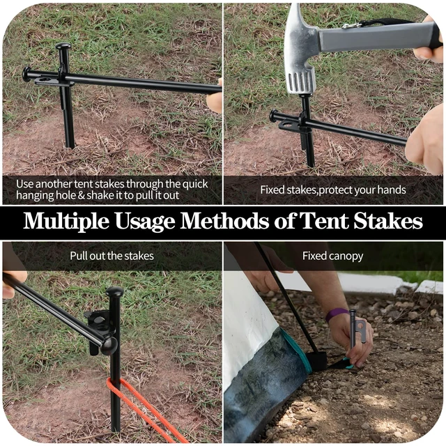 Alt view image 6 of 6 - 8in Heavy Duty Forged Steel Tent Stakes, 8/16/32 Pack, with Storage Bag