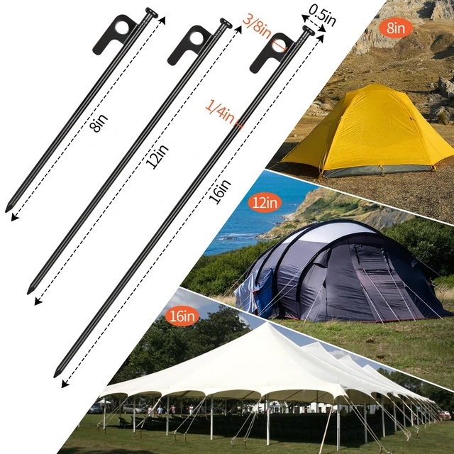 Alt view image 4 of 6 - 8in Heavy Duty Forged Steel Tent Stakes, 8/16/32 Pack, with Storage Bag