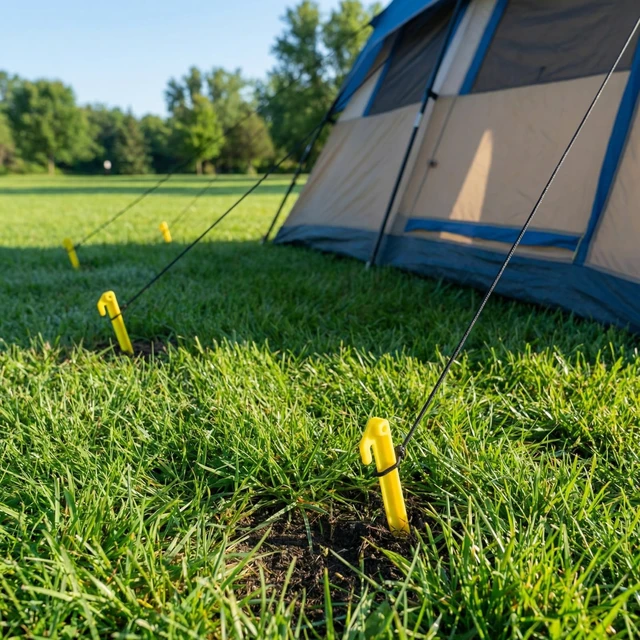 Alt view image 5 of 6 - 24pcs 9 Inches Plastic Tent Pegs Durable Spike Hook for Awning Camping Caravan Outdoor Lawn Beach Garden Decoration