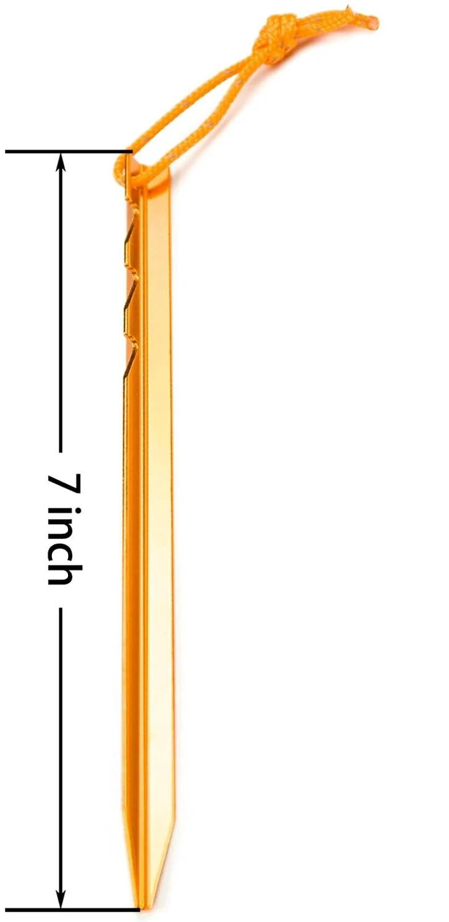 Alt view image 6 of 6 - Aluminum Alloy Tent Stakes 12-Pack with Reflective Pull Ropes for Camping Tents Hammocks