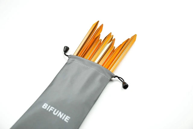 Alt view image 2 of 6 - Aluminum Alloy Tent Stakes 12-Pack with Reflective Pull Ropes for Camping Tents Hammocks