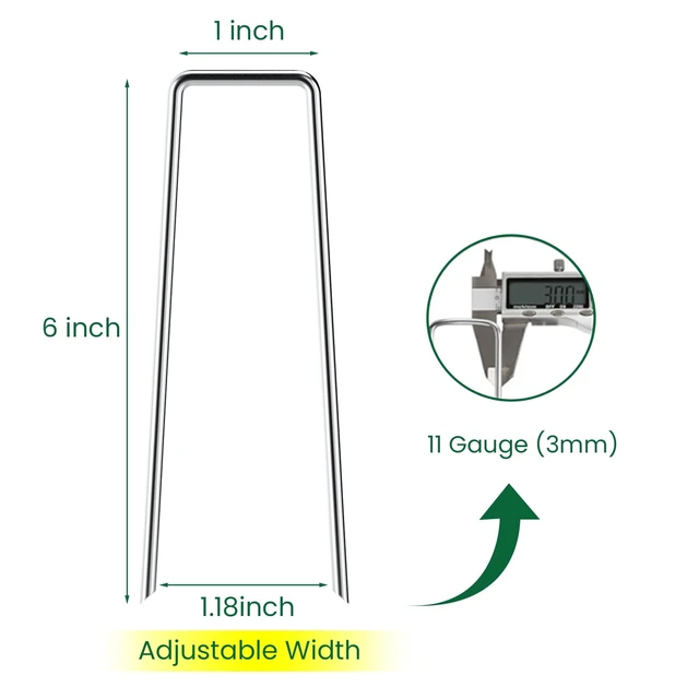 Alt view image 7 of 7 - 6 Inches Heavy Duty Galvanized Steel Garden Stakes and Staples for Weed Fabric, Landscape Netting, Ground Sheets, Fleece, Christmas Decoration (10, Silver)