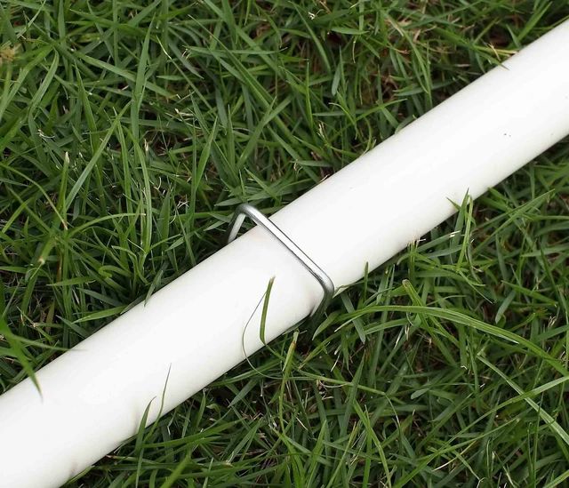 Alt view image 4 of 7 - 6 Inches Heavy Duty Galvanized Steel Garden Stakes and Staples for Weed Fabric, Landscape Netting, Ground Sheets, Fleece, Christmas Decoration (10, Silver)