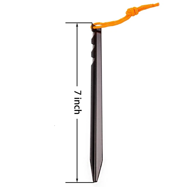 Alt view image 2 of 7 - Aluminum Alloy Tent Stakes 12-Pack with Reflective Pull Ropes, Lightweight Ground Pegs for Camping Tents Hammocks