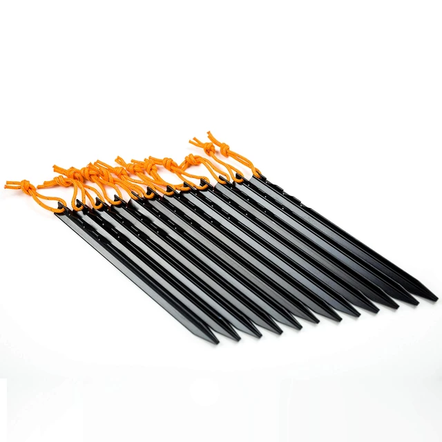Alt view image 7 of 7 - Aluminum Alloy Tent Stakes 12-Pack with Reflective Pull Ropes, Lightweight Ground Pegs for Camping Tents Hammocks