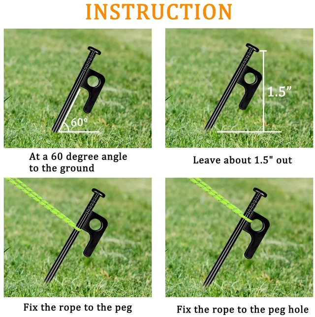 Alt view image 6 of 6 - RIY Heavy Duty 8inch Steel Tent Stakes Inflexible and Unbreakable 8PCS