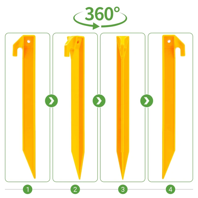 Alt view image 4 of 7 - 10 Pack Plastic Tent Stakes 9Inch Windproof Beach Sand Stakes