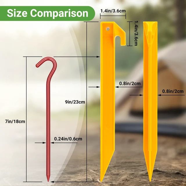 Alt view image 3 of 7 - 10 Pack Plastic Tent Stakes 9Inch Windproof Beach Sand Stakes
