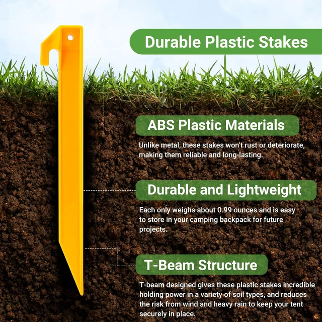 Alt view image 6 of 7 - 10 Pack Plastic Tent Stakes 9Inch Windproof Beach Sand Stakes