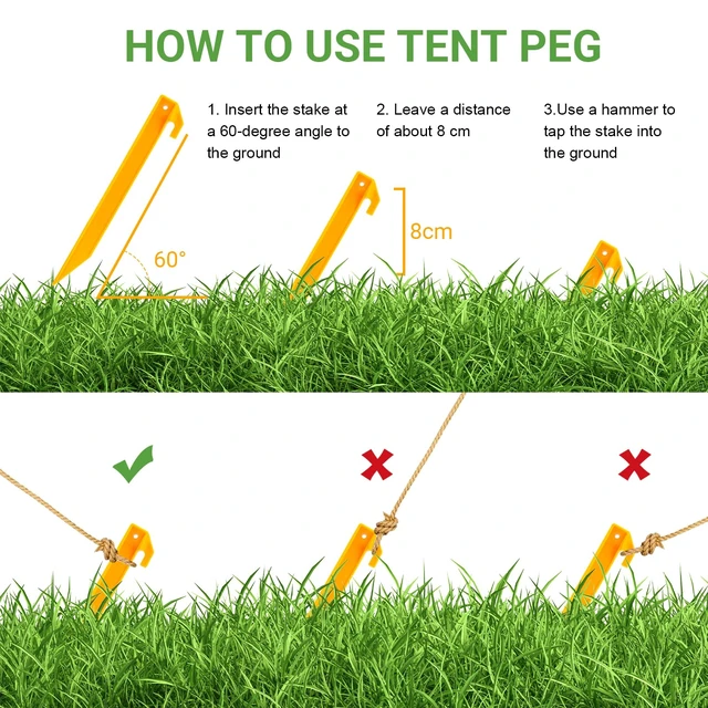 Alt view image 5 of 7 - 10 Pack Plastic Tent Stakes 9Inch Windproof Beach Sand Stakes
