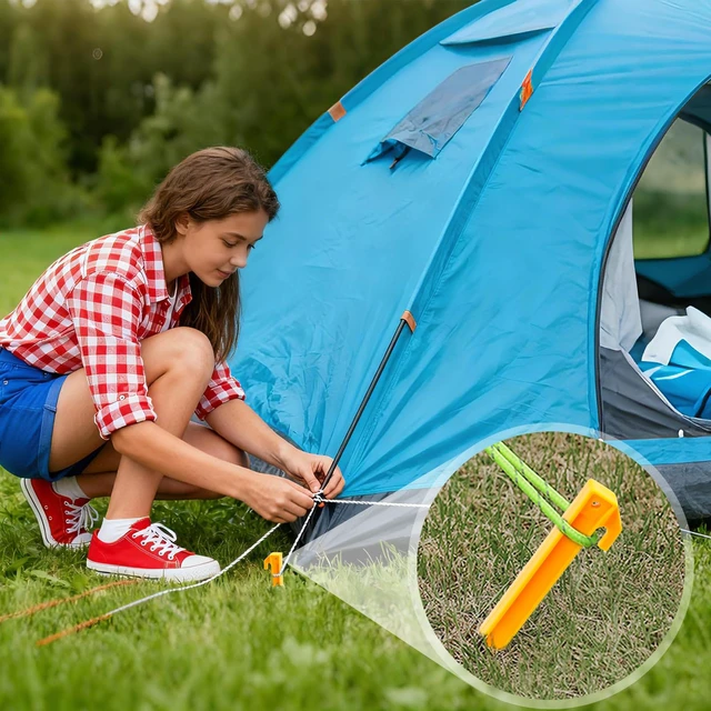 Alt view image 2 of 7 - 10 Pack Plastic Tent Stakes 9Inch Windproof Beach Sand Stakes