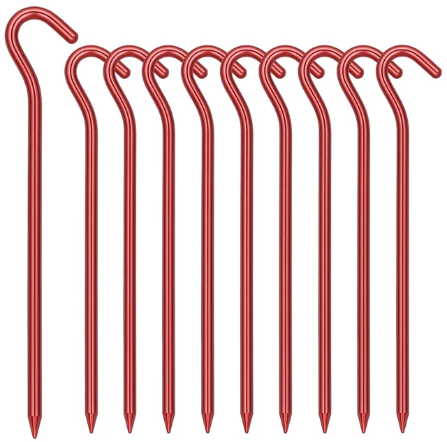 Main image of 10Pack Aluminum Tent Tarp Stakes, 7Inch Lightweight Hook Stakes