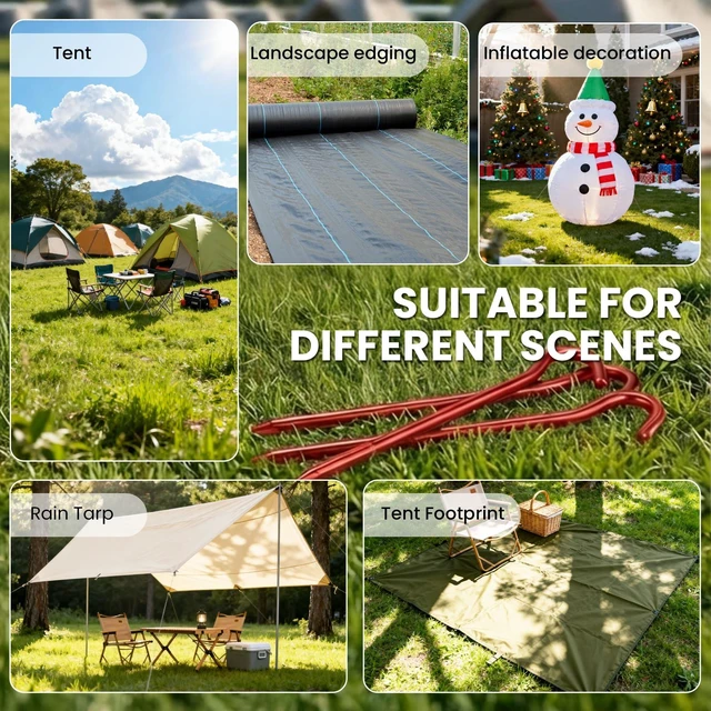 Alt view image 6 of 7 - 10Pack Aluminum Tent Tarp Stakes, 7Inch Lightweight Hook Stakes