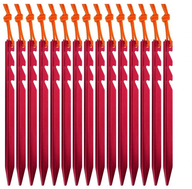 Main image of 15 Pack Lightweight Aluminum Tent Stakes with Reflective Cords